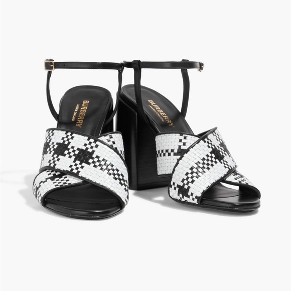 BURBERRY Checked basketweave leather sandals - Picture 1 of 14